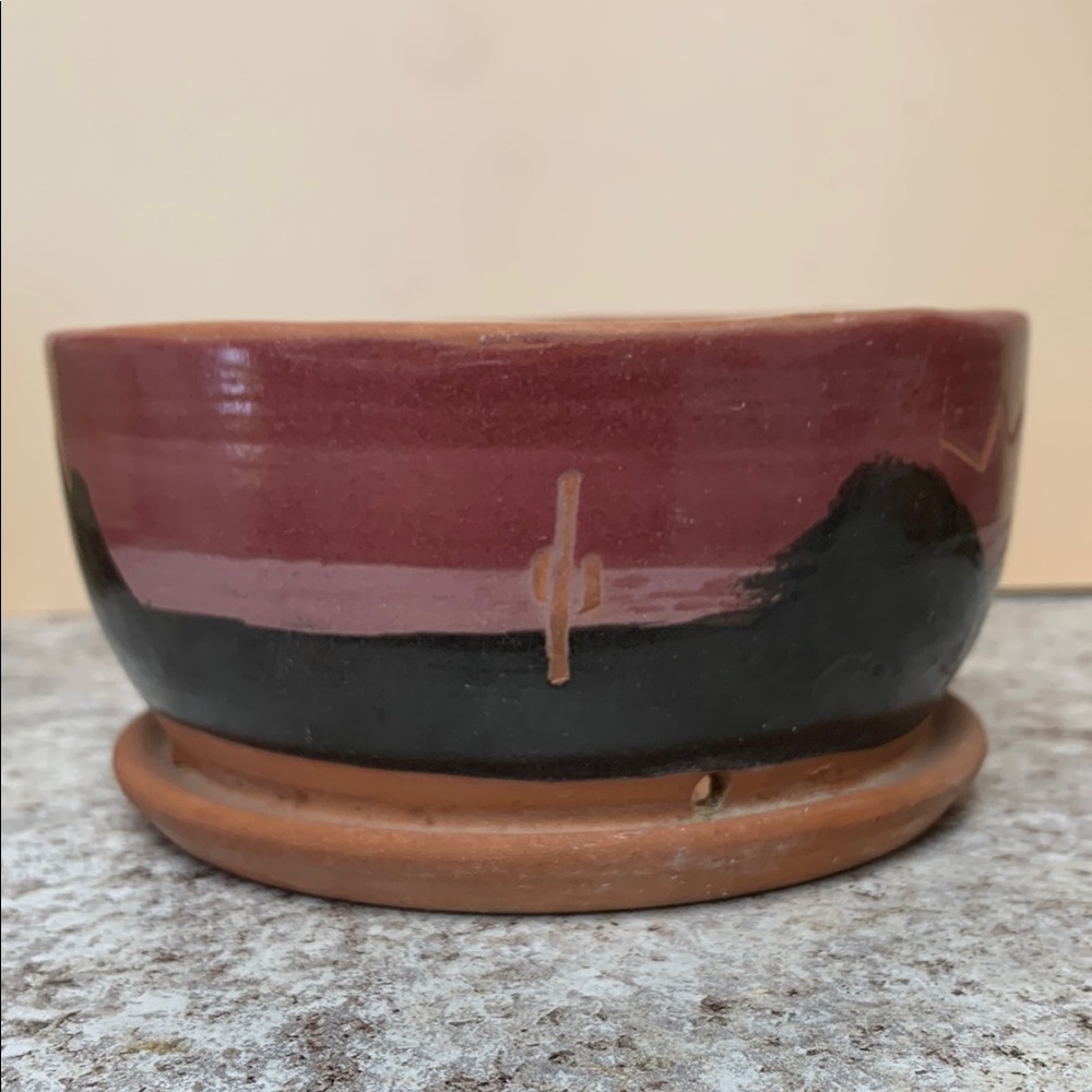 Superstition Stoneware Red and Black Ceramic Art Planter Bowl - Picture 5 of 12